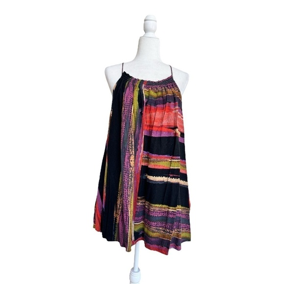 Free People Painted Stripe Mini Sleeveless Trapeze Swing Womens Size XS Colorful - Picture 2 of 14